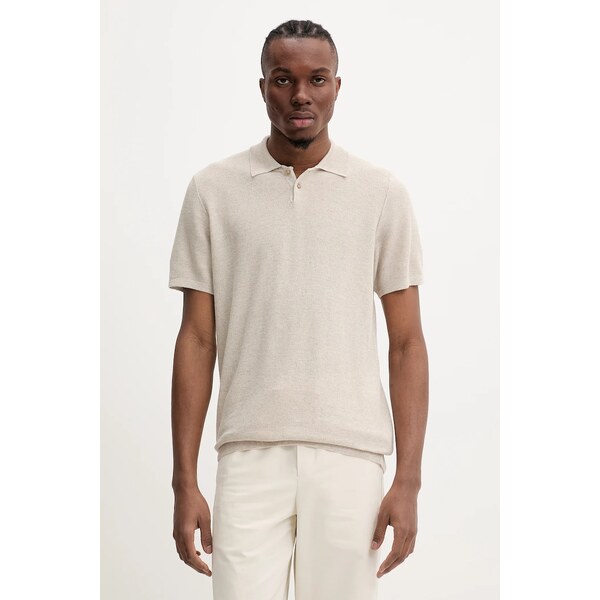 Polo tričko s prímesou ľanu A.P.C. polo jay 63454234