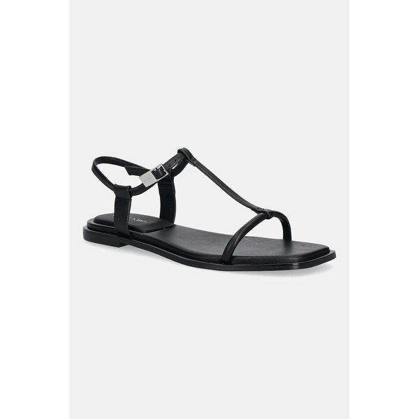 Kožené sandále Calvin Klein FLAT SANDAL SQUARED BUCKLE LTH 63581171