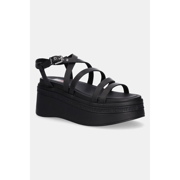 Kožené sandále Tommy Jeans WEDGY STRAPPY SANDAL 62861455