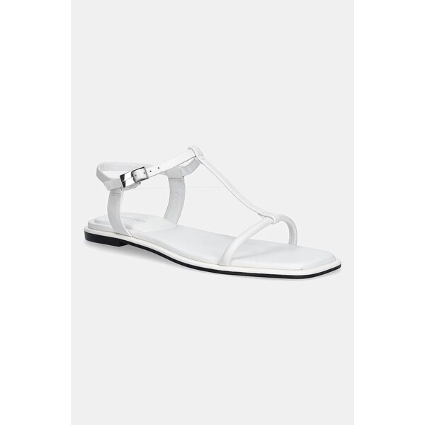 Kožené sandále Calvin Klein FLAT SANDAL SQUARED BUCKLE LTH 63565258