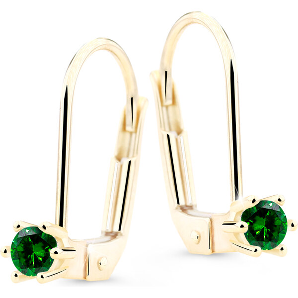 Cutie Diamonds Krásne visiace náušnice zo žltého zlata so smaragdmi 66580104