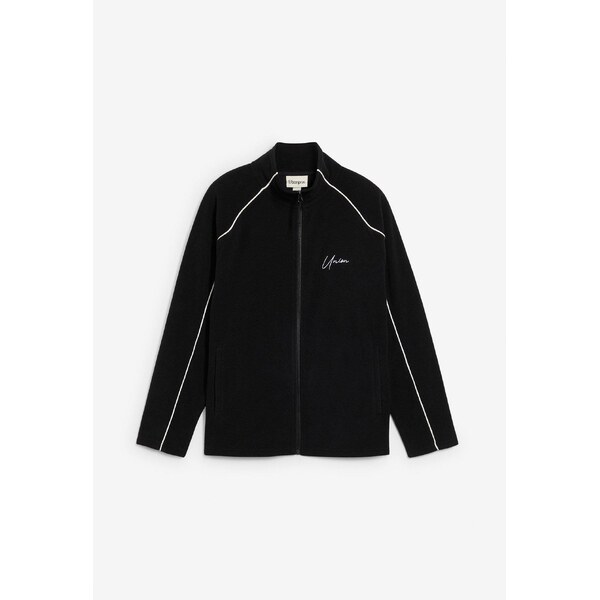 bonprix Flísová bunda, hrejivá, so športovými detailmi, farba čierna 66048421