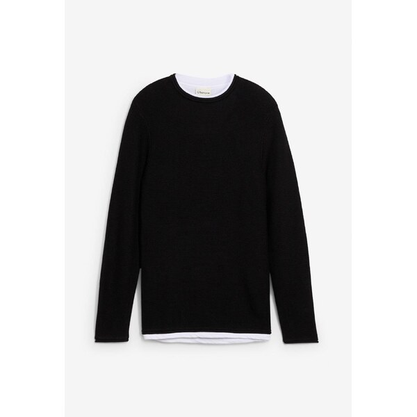 bonprix Pulóver 2v1 vzhľad z bavlneného mixu, farba čierna 66048426