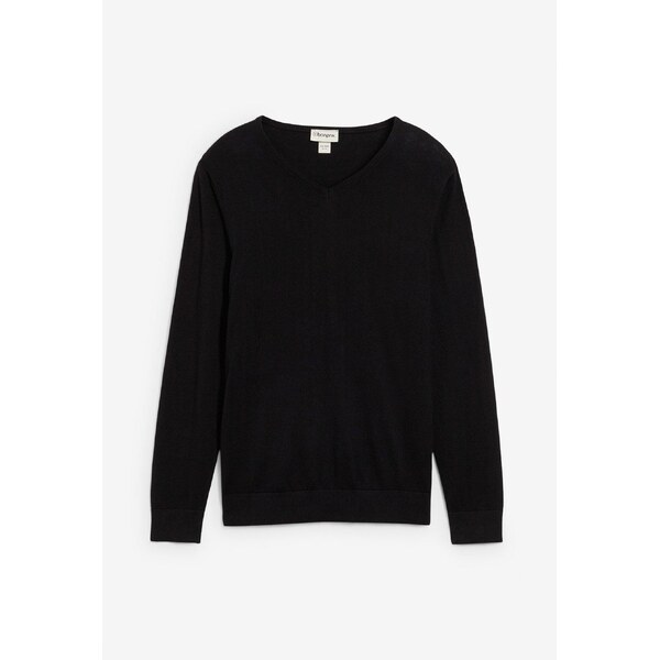 bonprix Jemne pletený pulóver z merino vlny, farba čierna 66048445