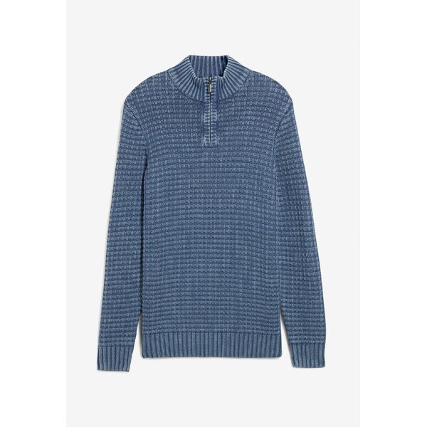 bonprix Pulóver s golierom na zapínanie, v obnosenom vzhľade, 66048488