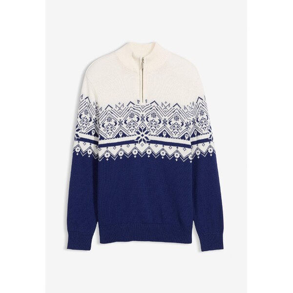 bonprix Nórsky pulóver s golierom, z čistej bavlny, farba biela 66048508