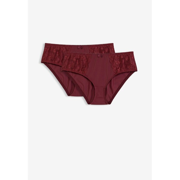 bonprix Maxi nohavičky (2 ks), s jemnou čipkou, farba červená 66048529
