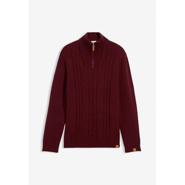 bonprix Hrubo pletený pulóver s osmičkovým vzorom, farba červená 66048537