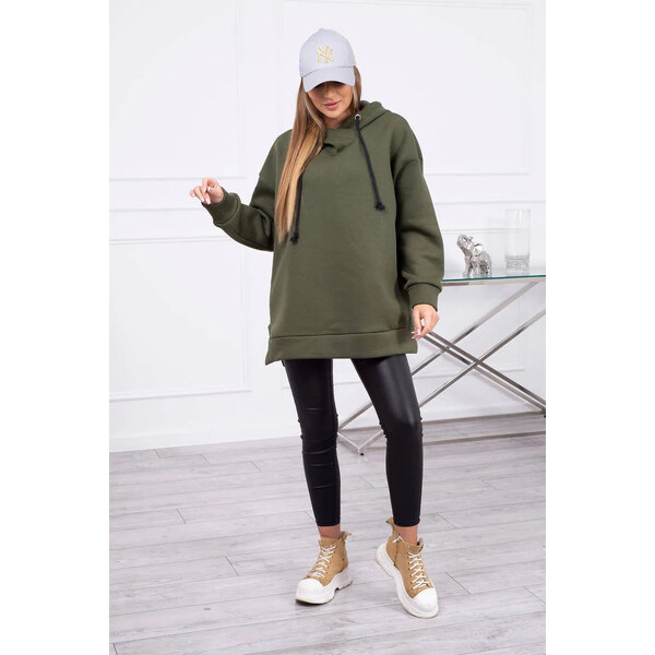 Kesi Dámska zateplená mikina 9380 Khaki green - K-Fashion 66049005