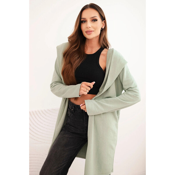 K-Fashion Dámska bavlnená mikina s kapucňou a predĺženou prednou 66049028