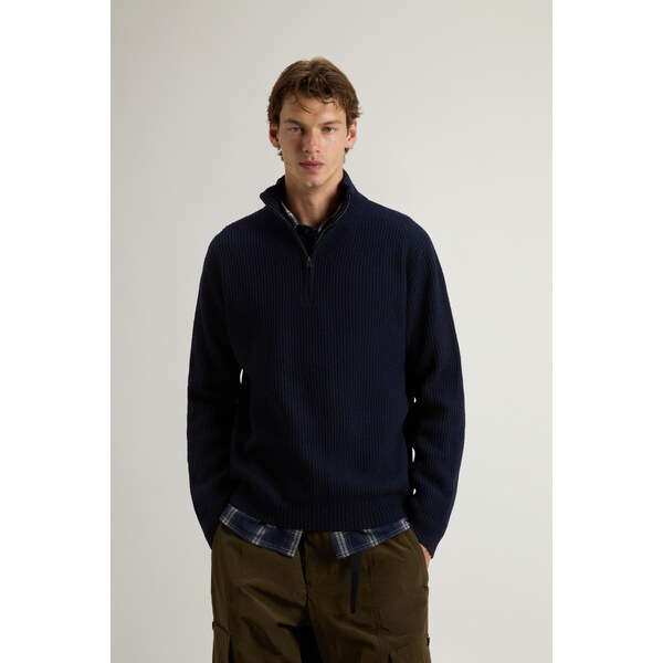 SVETER WOOLRICH WOOL CASH RIBBED HALF-ZIP 66050135