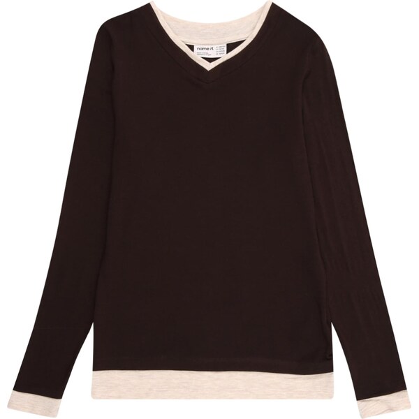 NAME IT Tričko NKFNORA béžová melírovaná / hnedá 66052599