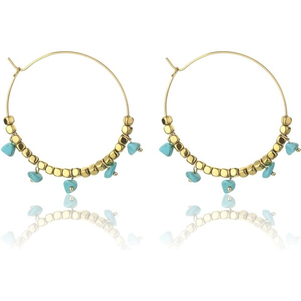 Emily Westwood Pozlátené náušnice kruhy s tyrkysom Eden EWE23042G 66593753