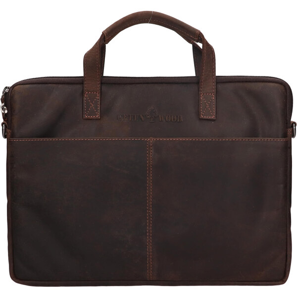 Pánska kožená taška na notebook Greenwood Egon - tmavo hnedá 66061870