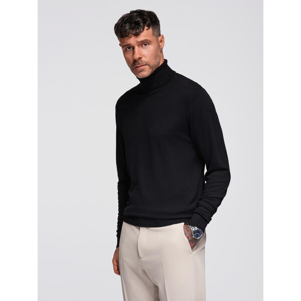Ombre Mens knitted fitted turtleneck with viscose - black 66126868