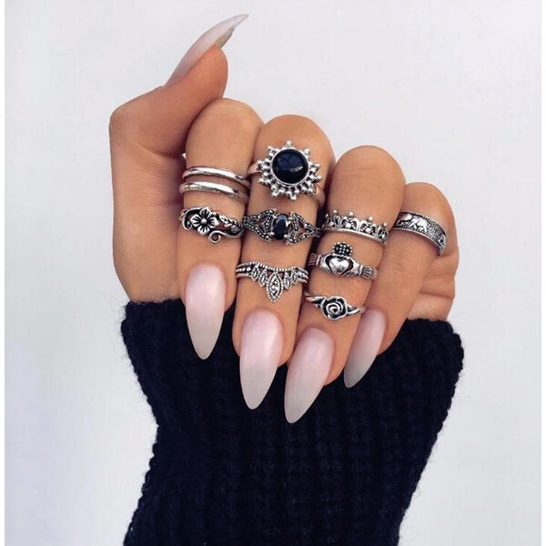 Impress Jewelry Sada Bohém prsteňov Antique 10ks Čierne slnko 66062422