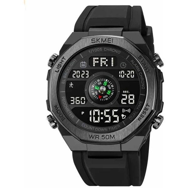 Skmei 2209 pánske hodinky s krokomerom Just Black 66062506