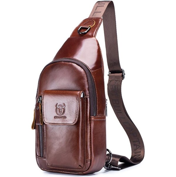 Bullcaptain kožená taška cez rameno Evroult Hnedá-bordó 5L 66062650