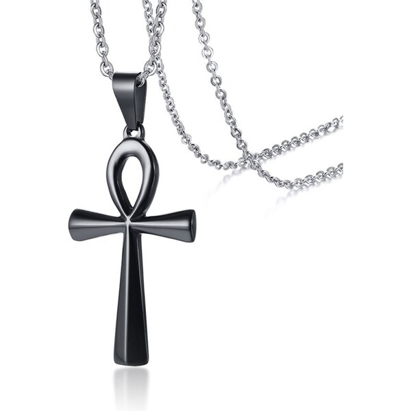 Impress Jewelry Prívesok z chirurgickej ocele kríž života Čierny 66062673