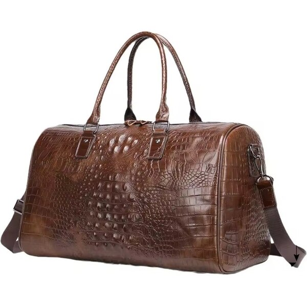 Bullcaptain kožená cestovná taška Crocodille hnedá 26L 66062686