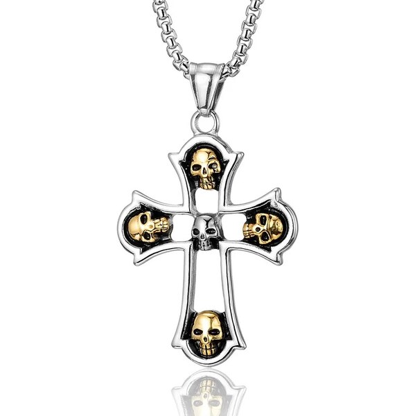 Impress Jewelry Prívesok z chirurgickej ocele Kríž s lebkami Inferno 66062699