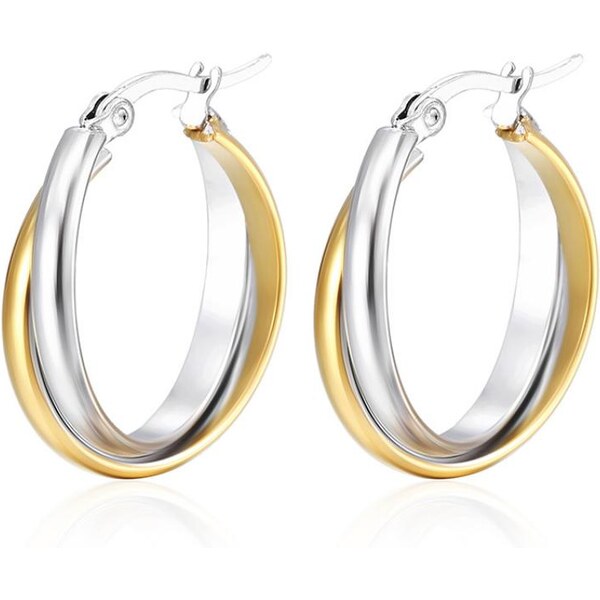 Impress Jewelry Dvojfarebné náušnice z chirurgickej ocele Bicolor 66062700