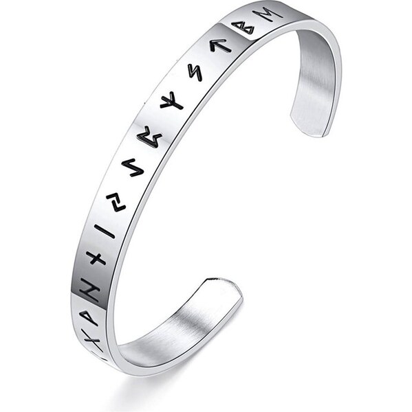 Impress Jewelry Náramok z chirurgickej ocele Viking Runy Strieborný 66062708