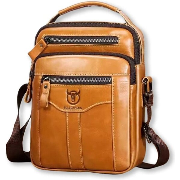 Bullcaptain pánska kožená taška Pazar Camel 4L 66062715