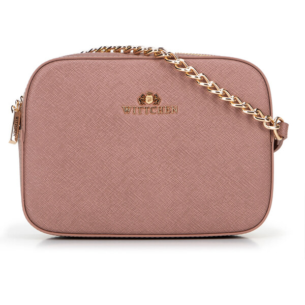 Dámska saffiano kožená kabelka Wittchen typu messenger s retiazkou 29 66065952