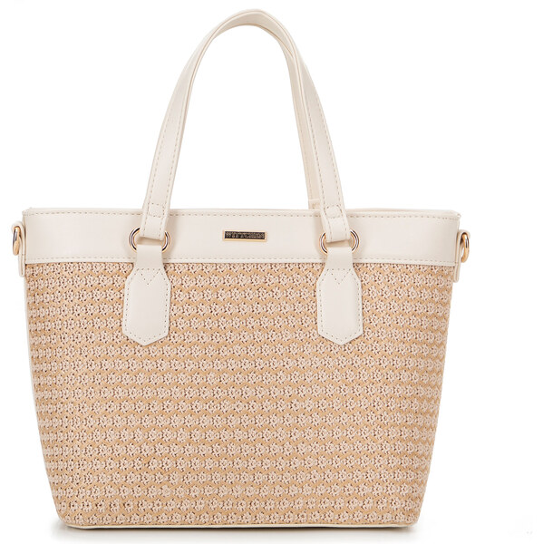 Wittchen Dámska kabelka z ekokože a výpletu béžovo-krémová 100-4Y-409 66066396