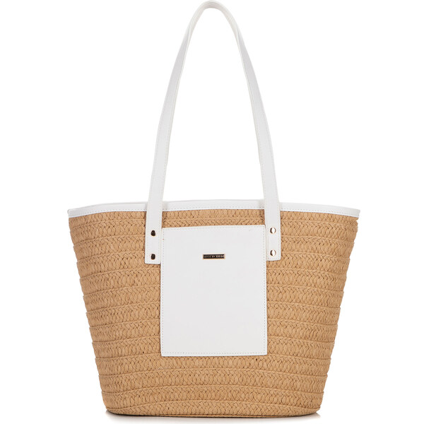 Wittchen Dámsky tkaný papierový slamený košík béžovo-krémový 100-4Y 66066862