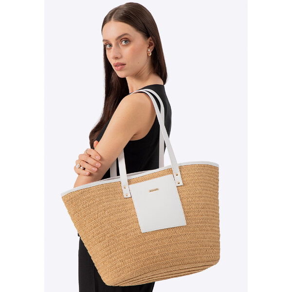 Wittchen Dámsky košík z tkanej papierovej slamy béžovo-krémovej farby 66066859