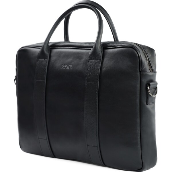 Pánska kožená čierna taška Solier SL20 BLACK 5411354