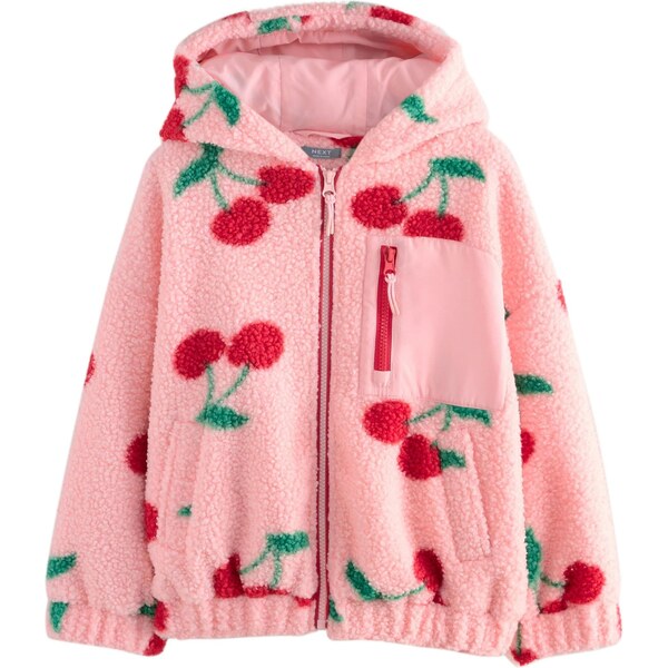 Next Flisová bunda zelená / svetloružová / červená 66069037