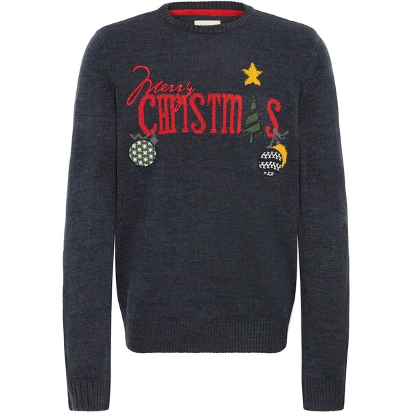 BLEND Sveter BHMALCOLM tmavomodrá / žltá / tmavozelená / červená 66069592