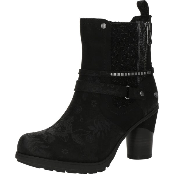 MUSTANG Členkové čižmy čierna / strieborná 66069681