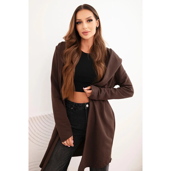 K-Fashion Dámska bavlnená bunda s kapucňou a predĺženou prednou časťou 66087246