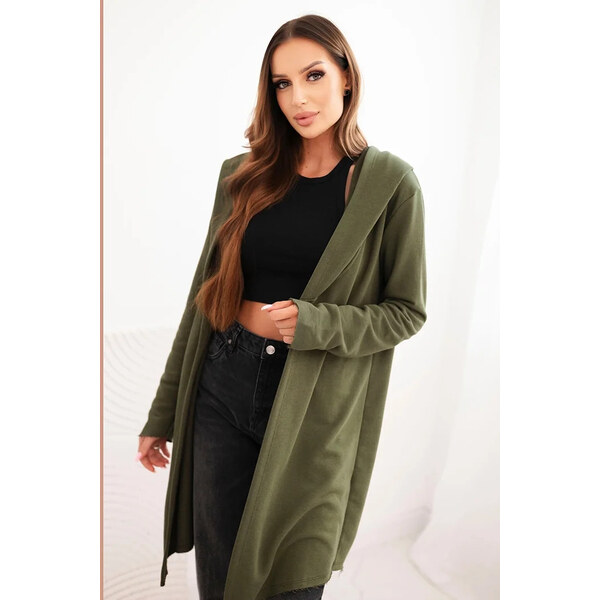 K-Fashion Dámska bavlnená mikina s kapucňou a predĺženou prednou 66049025