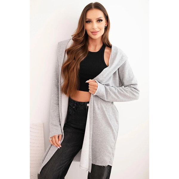 K-Fashion Dámska bavlnená bunda s kapucňou a predĺženou prednou časťou 66087243