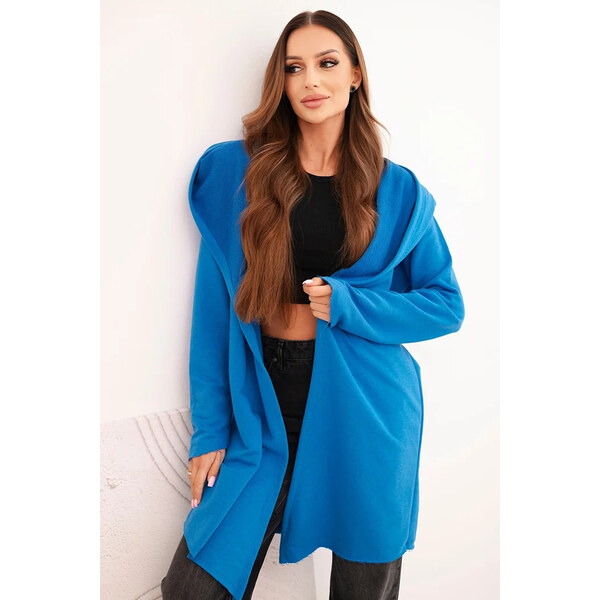 K-Fashion Dámska bavlnená bunda s kapucňou a predĺženým predným dielom 66087249