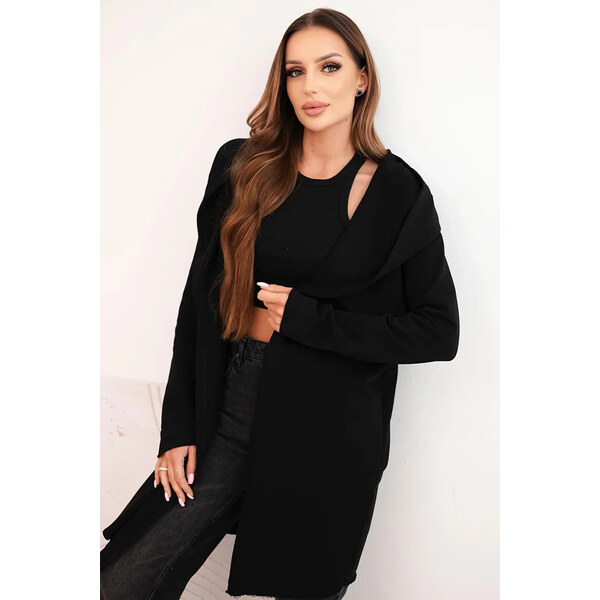 K-Fashion Dámska bavlnená bunda s kapucňou a predĺženou prednou časťou 66087250