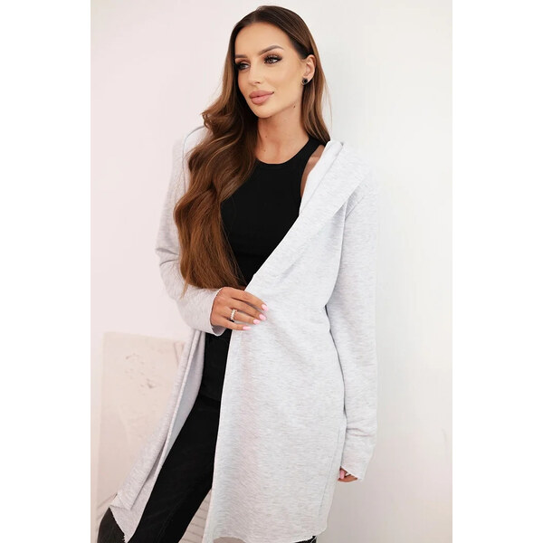 K-Fashion Dámska bavlnená bunda s kapucňou a predĺženou prednou časťou 66087245