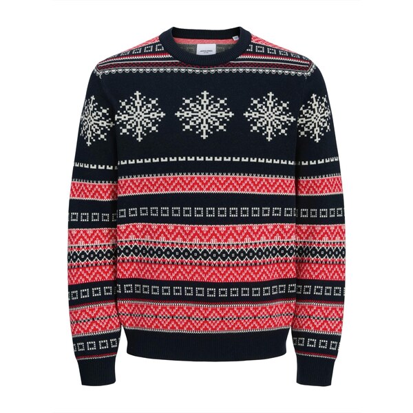 JACK & JONES Sveter MAS NOEL tmavomodrá / zmiešané farby 66074686