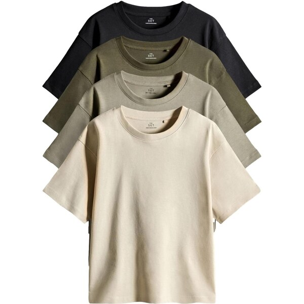 The Set Tričko béžová / sivá / olivová / čierna 66075247