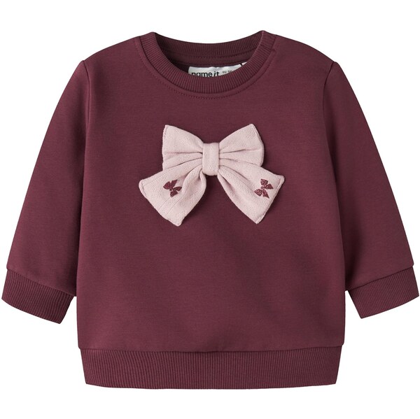 NAME IT Mikina NBFROWANE staroružová / vínovo červená 66075495