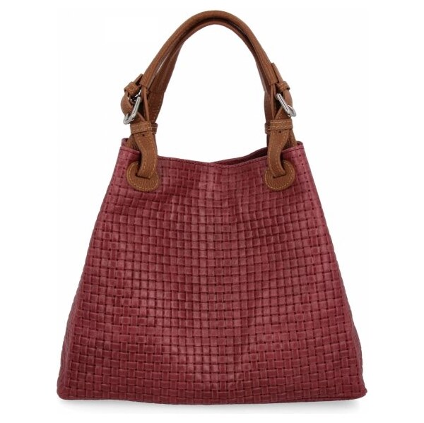 Vittoria Gotti Módna kožená taška Shopper Bag 2269-J bordová 66076496