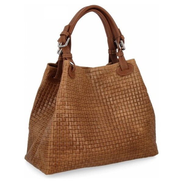 Vittoria Gotti Módna Kožená Taška Shopper Bag 2269-J Hnedá 66076498