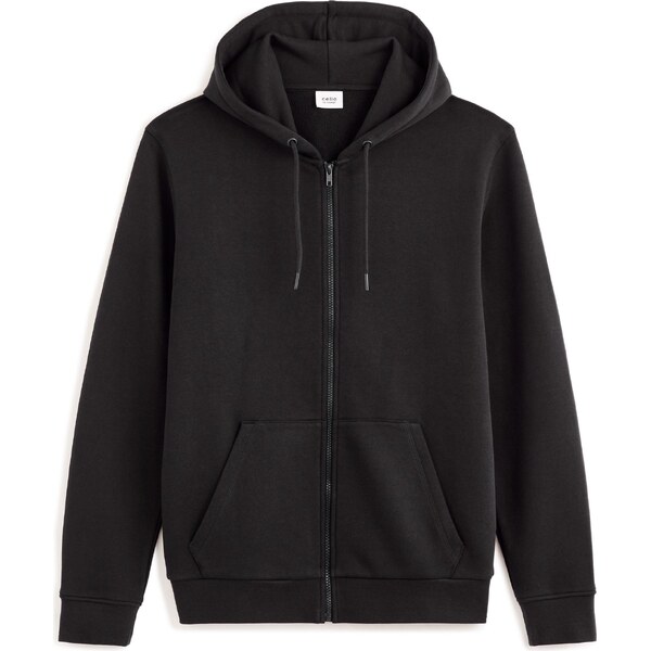 Čierna pánska basic mikina s kapucňou Celio Fethree 50575537