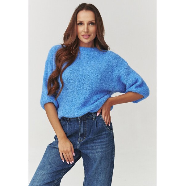 Makadamia Dámsky mäkký sveter s rukávmi v dĺžke lakťov | blue jeans C8 66078056