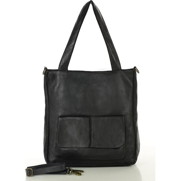 MARCO MAZZINI Čierna dámska kožená shopper kabelka (v234a) 47996310